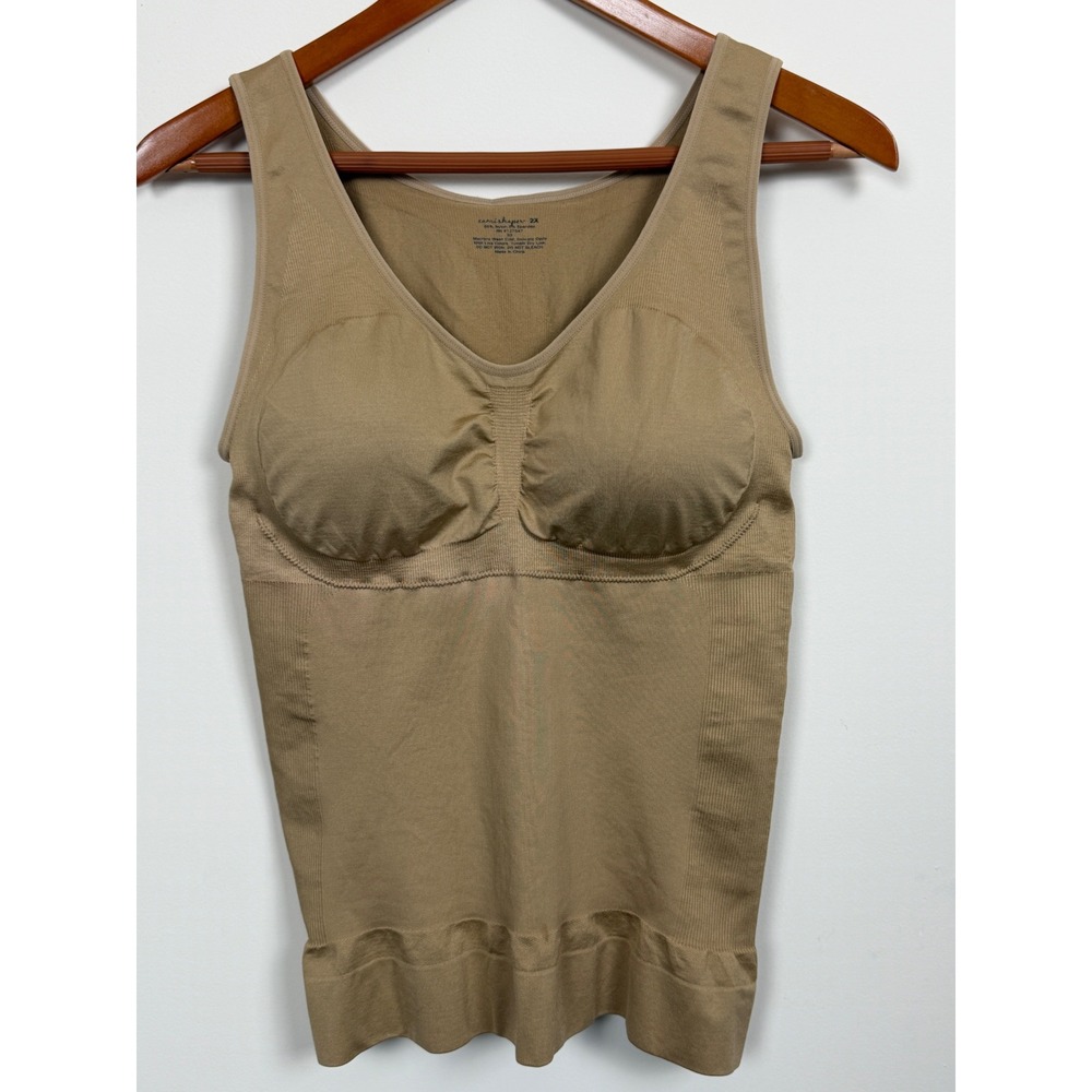 Camishaper Shapewear Tank Womens 2X Nude Built In Bra Removable Pads